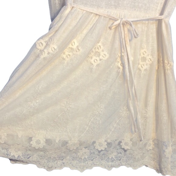 A’REVE | Women’s Cream Linen Blend Button Tie Back Long Lace Cardigan size S - Picture 15 of 15